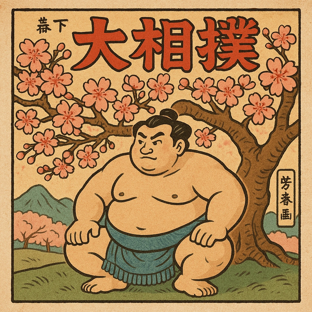 樱花树下的相扑选手